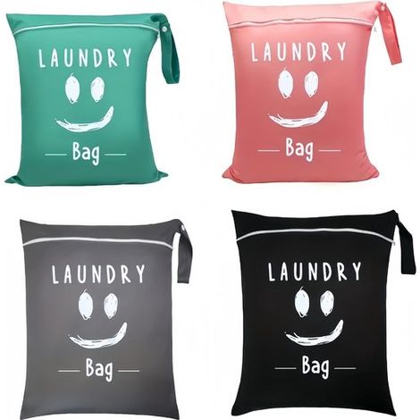 Juego de 4 bolsas grandes para ropa sucia de viaje,Impermeables con asas,Aptas para uso en seco y húmedo,Para trajes de baño,ropa de lavandería (1/5)