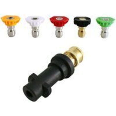 Hochdruckreiniger-Adapter für Karcher K2-k7 mit 5 Hochdruckreiniger-Düsenspitzen, 1/4 Zoll, Multi Grad, 2,5 Gpm,