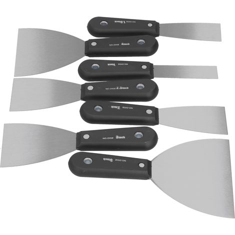 Ensemble de 7 couteaux à plâtre portables en acier pour la peinture sur cloisons sèches et bois. (1/5)
