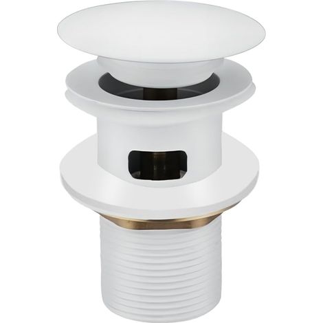 Garniture de vidage pour lavabo avec trop-plein, G1 1/4 bonde de vidage, Pop Up Valve,Garniture de vidage universelle pour lavabo et plan de toilette (Blanc) (1/5)