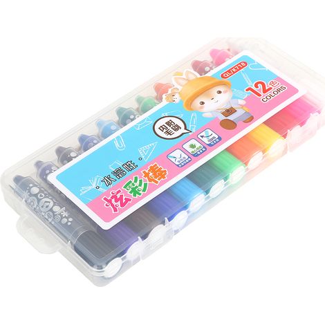 Lot 12 Bâtons de Peinture à l'Huile Aquarelle Rotatifs Multicolores Silky, Crayons de Couleur Doux pour Enfants (1/5)