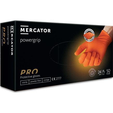 Gants nitrile non poudrés, taille XL , boîte de 50, orange - MERCATOR (1/2)
