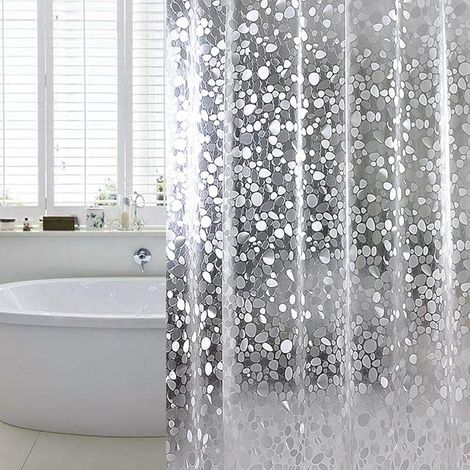 Rideau de Douche de Salle de Bain, Galet 3D Transparent, Lavable à l'eau, sans moisissure, pour Douche à Domicile ou Baignoire (120 x 180 cm)