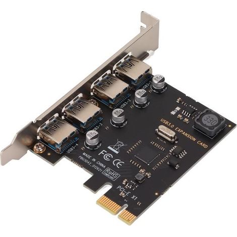 Carte d'extension PCIe USB 3.0 4 Ports 5Gbps avec Alimentation Haute Vitesse (1/4)