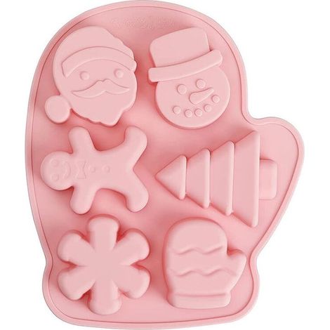 Molded in silicone of Christmas with 6 shape, model of gant of Christmas, molded to soap of large size, molded to bombes to the chocolat, molded of cooking of Christmas for the diy made home (pink) (1/5)