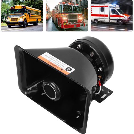 Avertisseur sonore puissant pour voiture, klaxon d'incendie, 9 sons avec mégaphone, 130 dB, 200 W (1/5)