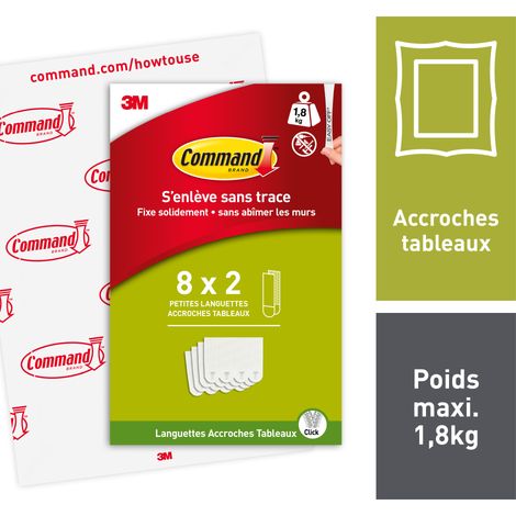 Lot de 3 languettes Accroches Tableaux Petit Modèle Command™, Blanc (1/3)