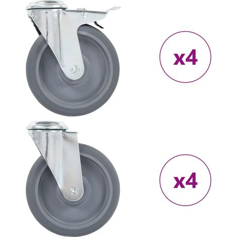 8 Stk. Lenkrollen mit Rückenloch 125 mm