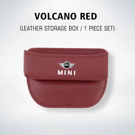 (Rouge Volcan) Boîte de rangement pour espace entre les sièges auto, organisateur de fente, pochette de rangement, compatible avec Mini Cooper One JCW F54 F55 F56 F57 F60 R50 R52 R53 R55 (1/5)