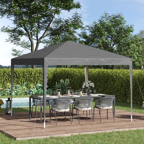 Tonnelle pop-up barnum de jardin pliant anti-UV sac + de transport acier Oxford 2.95 x 2.95 x 2.55 m gris (1/4)