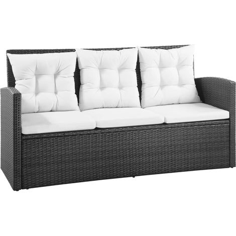 INLIFE Salon de jardin 5 pcs avec coussins Résine tressée Noir (1/5)