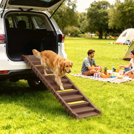 Rampe pour chien Voiture amovible Escalier pour chien avec 10 marches Surface antidérapante, 154x40 cm pour chien de taille moyenne jusqu‘à 68 kg (1/5)