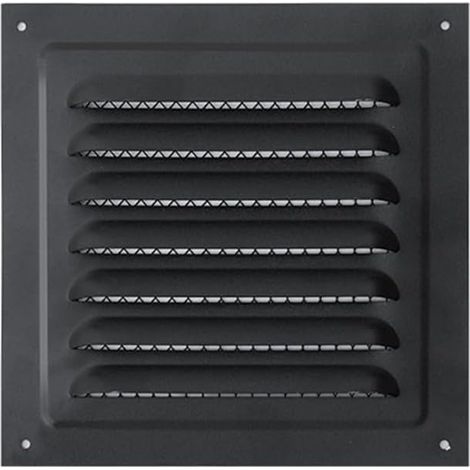 Grille de ventilation, aérateur à persiennes 15 x 15 cm, acier inoxydable (1 pièce noire)