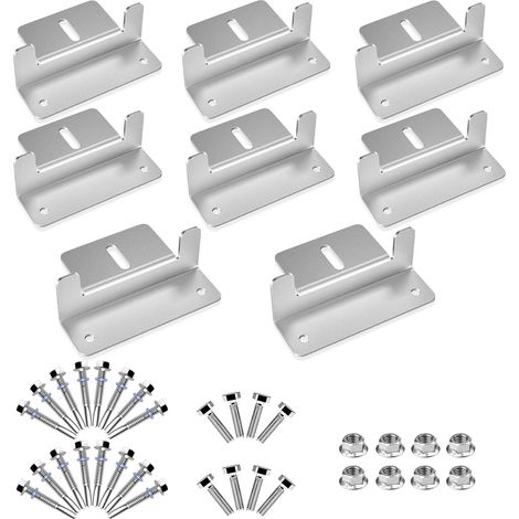 Kit de 2 supports de fixation en Z pour panneaux solaires avec accessoires de montage, en alliage d'aluminium, pour camping-cars, caravanes, yachts, abris de jardin et installations sur toiture. (1/5)