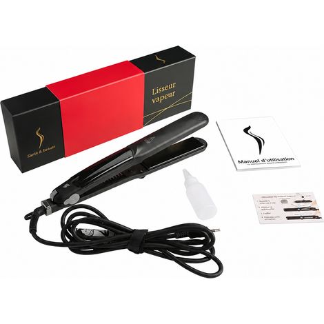 Fer à lisser et boucleur 2 en 1 à vapeur céramique tourmaline Noir US réf 5456 34 × 11 × 5 cm 800 g – Livraison gratuite