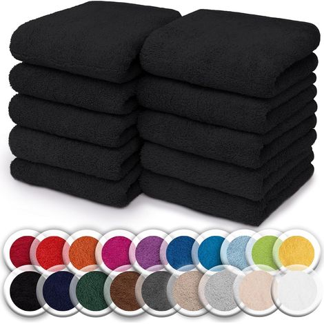 Lot de 10 Gants de Toilette en Frotte – Doux, Absorbants et Résistants, Idéal pour Le Bain et Le Soin Quotidien – Noir, 30x30 cm (1/5)