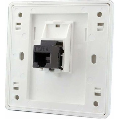 Femelle à femelle CAT6 Gigabit prise murale réseau double passage RJ45 LAN façade Internet prise de courant droite, 86x86mm 1 pcs (1/5)