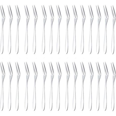 Fourchette Fruits 30pcs Argent Fourchette Dessert Inox Mini pour Salade Apritif Cocktail Sandwich Fromage133cm (1/4)