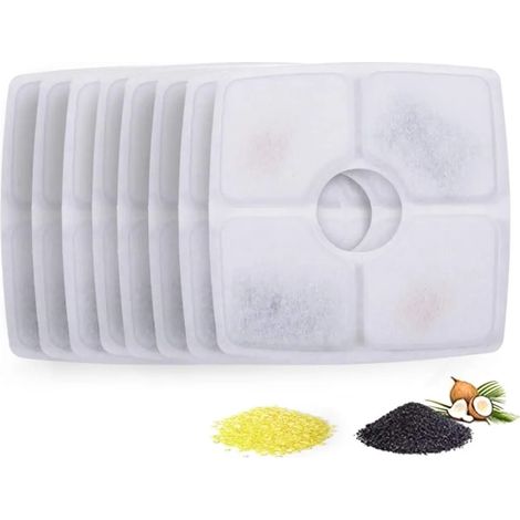 Filtro de repuesto para fuentes de agua para gatos y perros, filtro para dispensador de agua automático para flores con resina y carbón activado (8 unidades) (1/3)