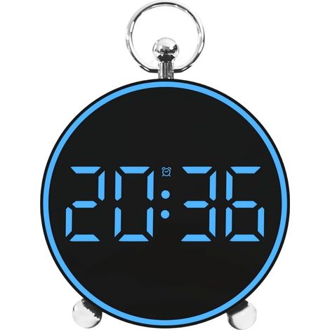 Réveil numérique LED avec Date, température, Fonction répétition, Commande vocale, variateur, Fixation Murale/de Table, Compact et léger, idéal comme Cadeau pour la Famille. (Bleu) (1/5)