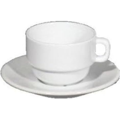 Saturnia Tasse à thé avec soucoupe Roma Blanc Porcelaine Empilable 17 cl
