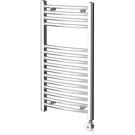 Columbus Chrome 800mm x 500mm Curved Digital Thermostatic Electric Heated Towel Rail (1/5)
