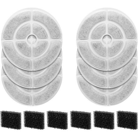 Lot de 12 filtres à charbon actif et éponges pour fontaine à eau pour chien 9,5 L (6 filtres + lot de 6) (1/5)