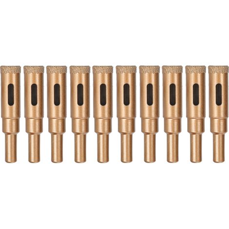 Lot de 10 forets diamantés brasés de 14 mm pour verre, granit, marbre et carrelage. (1/5)