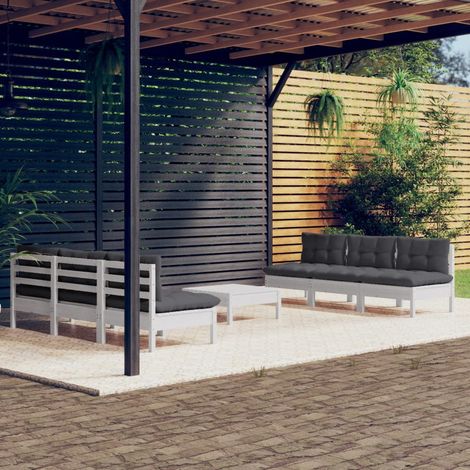 Muebles de jardín 7 piezas con cojines antracita madera pino vidaXL (1/5)