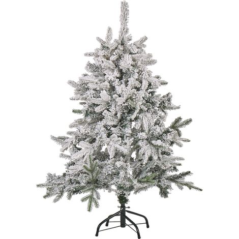 Árbol de Navidad artificial blanco nieve sintética 120 cm ramas con bisagras festividad Tomichi