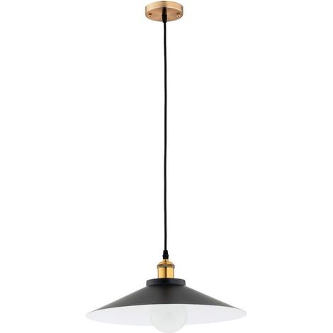 Alfa Bolero Black & Gold Metal Pendant Lamp Ceiling Light, 1x E27 (max 15W) Indoor Hanging Light Fixture, 85 cm Height, 39.5 cm Diameter, Modern Industrial Style
