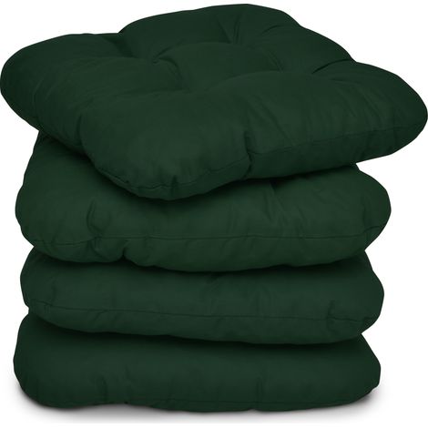 Beautissu Lisa Set di 4 Cuscini da Sedia - 40x40x8 cm - Cuscino di Seduta per sedie di Casa e Giardino, Imbottitura Comoda e Spessa	Verde scuro