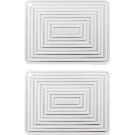 Dessous de plat en silicone pour plats chauds/manique résistante à la chaleur, antidérapant, épais et flexible, pour table de cuisine (blanc)