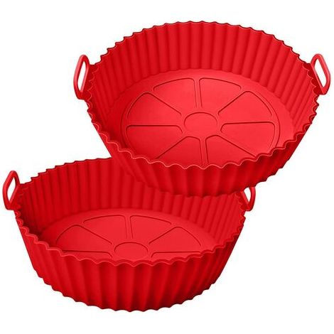 Accessori per friggitrice ad aria, set da 2 pezzi, riutilizzabili e facili da pulire, 19 cm, rosso - Crezuo