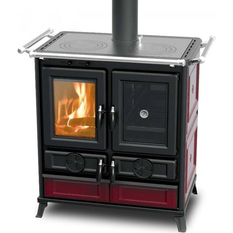 Thermorossi – Cuisinière à bois en céramique 8.2 kW – Foyer en fonte – Capacité four 27 L – Dimensions L 770 x H 863 x P 578 mm – Classe A+