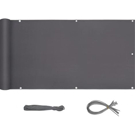 Schermo parasole e frangisole per balconi in HDPE Ineasicer – Resistente ai raggi UV, antistrappo/antigraffio (0,9 x 3 m, nero) (1/5)