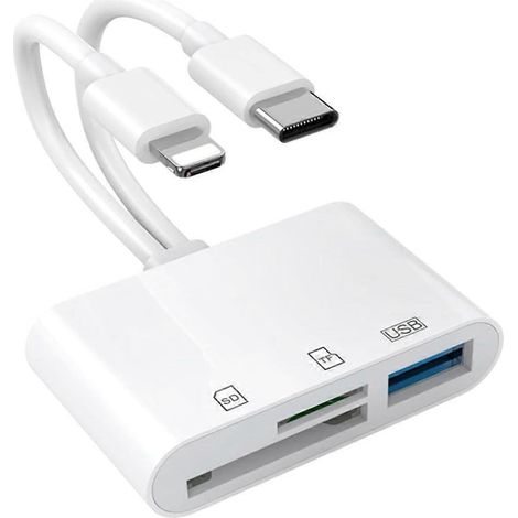Lecteur de carte SD pour iPhone, adaptateur double port USB-C et Apple pour carte SD, lecteur de carte mémoire pour appareil photo (1/5)