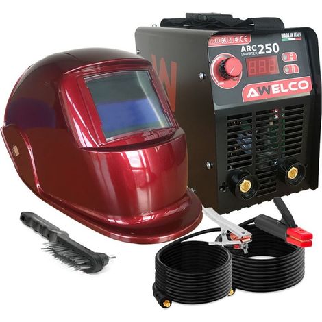 Poste à souder inverter MMA ARC 250 + Cagoule de soudage LCD Red 13 Soudage 15-200A AWELCO