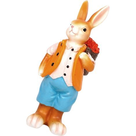Belle Statue de lapin en résine,-cadre arrière en forme de fleur (1/2)
