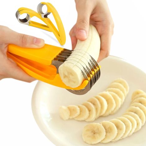 SHINING HOUSE2 Pcs Coupe-Banane, Coupe Banane en Acier Inoxydable, Banane Trancheuse, Banane Slicer pour Les Saucisses et Le Kiwi de Concombres Bananes,17.554cm (1/5)