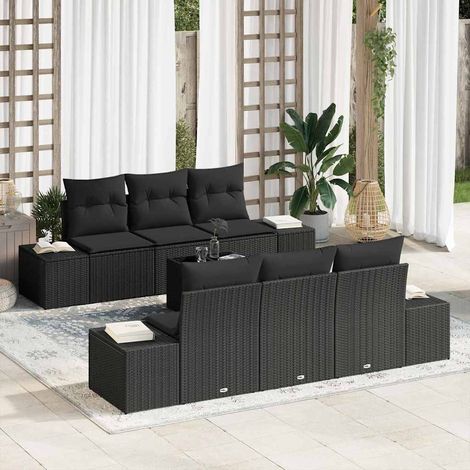 vidaXL Set Divano da Giardino con cuscino 8 pcs Nero polyrattan (1/5)