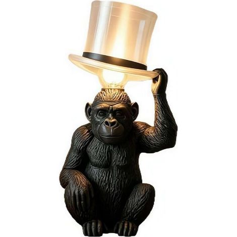 Lampe de table en forme singe avec chapeau haut, bureau d'animal (1/5)