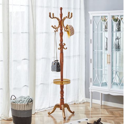 Appendiabiti da terra in legno, 195 cm, base 48 cm, marrone DESVIAE (1/5)