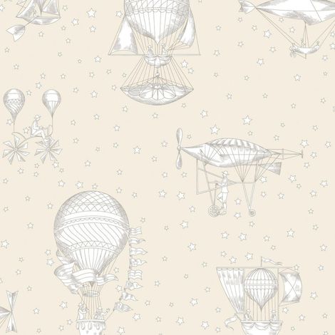 Grandeco Jack N Rose Hot Air Baloon Cream Wallpaper Nursery Past The Wall Vinyl (1/4)