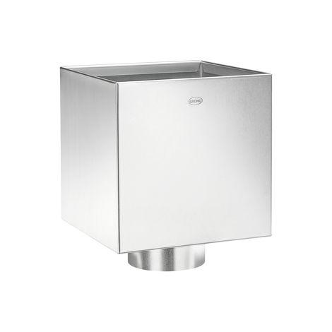 GRÖMO® Zink Wasserfangkasten ø100 Flachdach kubisch mit Zulauf ø75, Dichtung 200x200x200, 63170 (1/2)