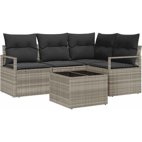 Maison Exclusive - Set di divani 5 pcs Grigio chiaro polyrattan