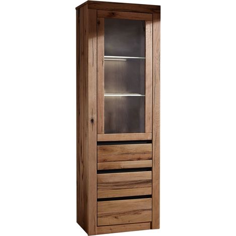 Vitrine Wild-/Zerreiche 62x42x191 natur geölt MONTREUX 121