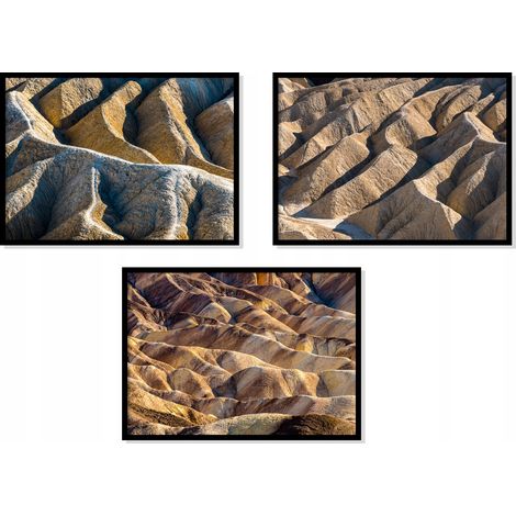 QUADRO INCORNICIATO 53x73cm Trittico Set di 3 dipinti Badlands Dakota USA P1007 (1/4)
