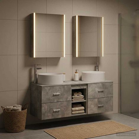 vidaXL Bathroom Furniture Set 5 pcs Concrete Grey (1/5)