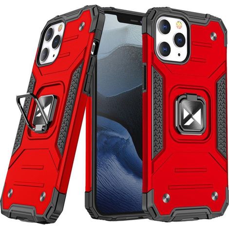 Custodia per iPhone 14 Pro Max, cover rinforzata, supporto magnetico, anello, rossa (1/5)